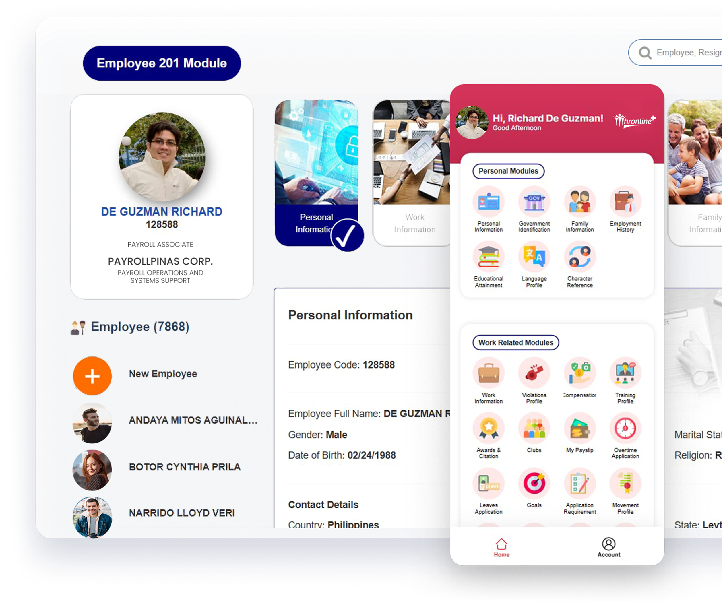 HROnline+ App Interface